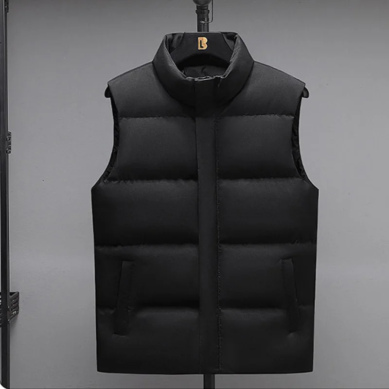 New Men's Fashion Down Vest Jackets Casual Printed Vest Sleeveless Outdoor Warm Waistcoat Down Jacket for Men