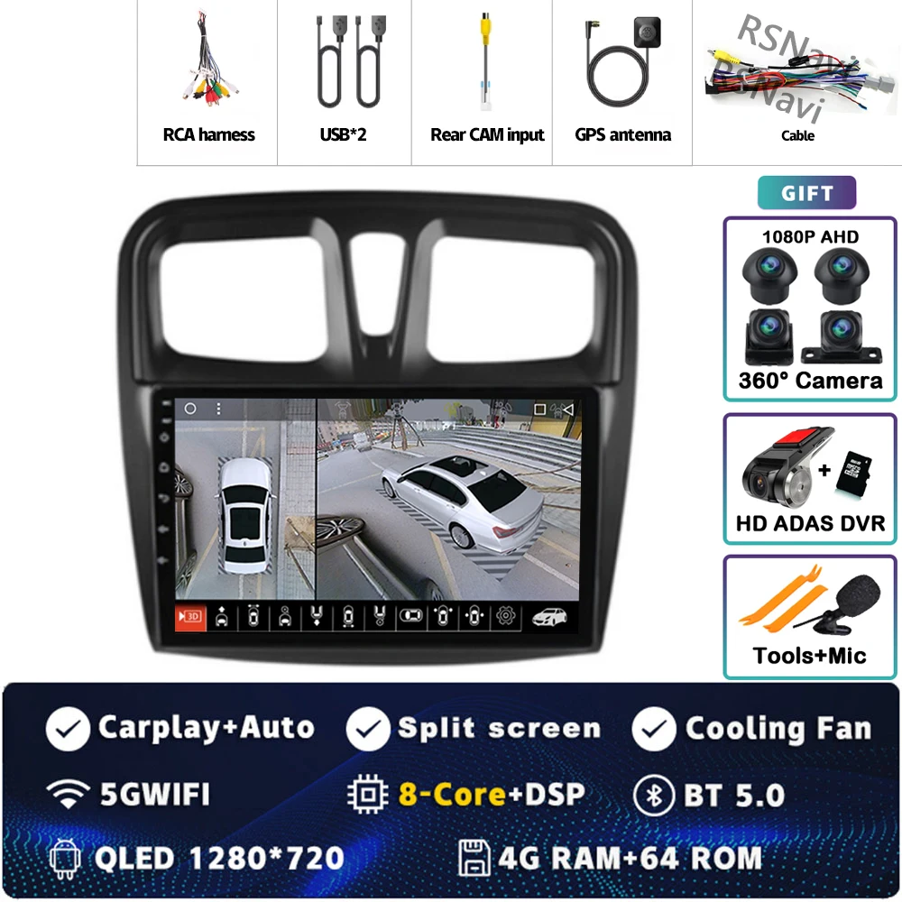 

Android 15 Carplay Auto 2K экран автомобильный радиоприемник мультимедийный плеер для Renault Logan 2 Sandero 2 2012-2019 авторадио стерео головное устройство