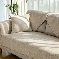 modern home decor sofa cover linen woven non slip case for sofa pure color sofa towel for living room couch seater sofa cover