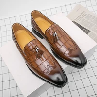 fashion driving loafers men 2022 new tassel carved casual brogue shoes slip on shoe plus size 37 46 business wedding dress shoe