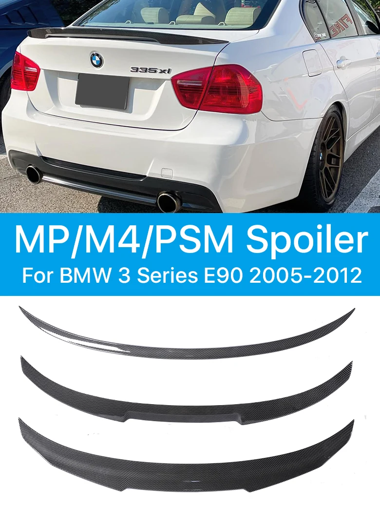 Gloss Black PSM MP M4 Style Rear Bumper Trunk Roof Spoiler Wing for BMW 3 Series E90 E91 2005-2012 325i 328i 335i Accessories