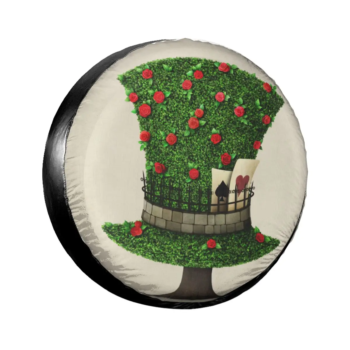

1Pc Car Spare Tire Cover Alice In Wonderland Fantasy Green Hat In The Shape Of Tree Case Tire for Cars Wheel Protection Cover