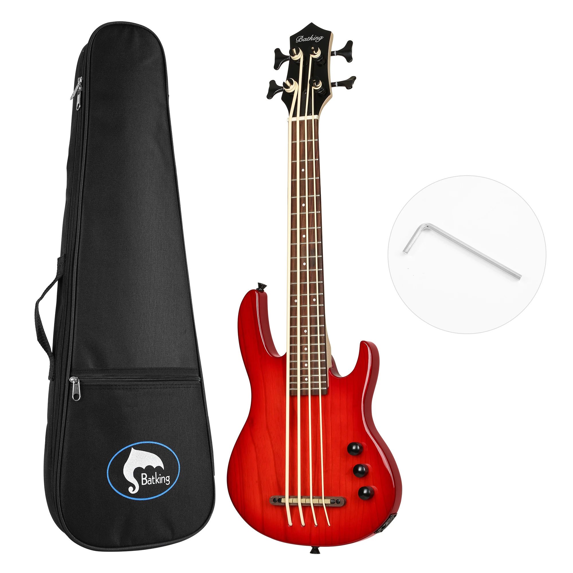 

Batking Ukulele bass fretted, Electric Uku bass with Gig bag