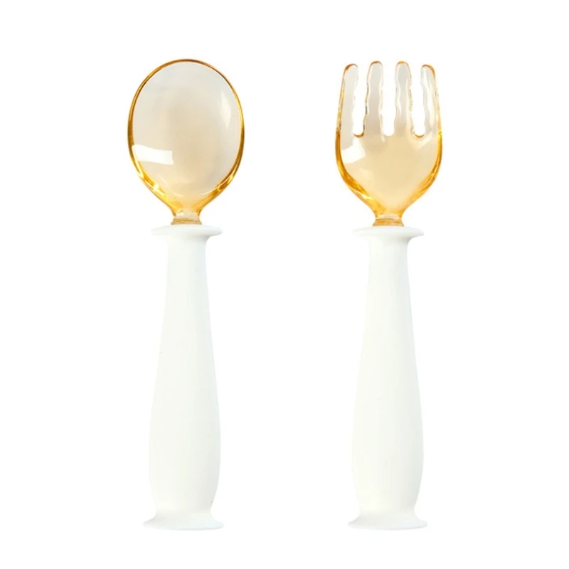 

Toddler Cutlery Spoon & Fork Set Grade Soft Silicone Bendable Baby Utensil