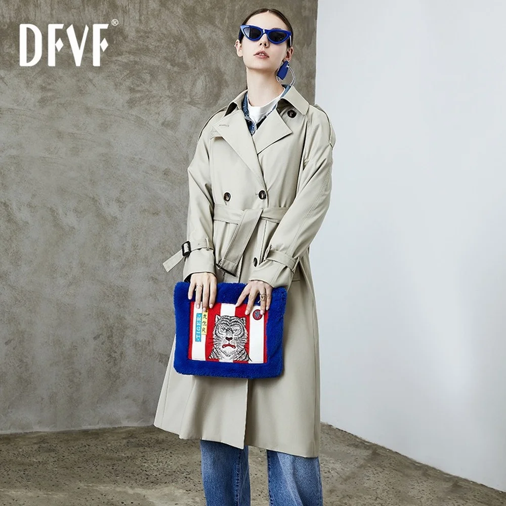 

High-quality Windbreaker Women's Long Section Loose Temperament Goddess Fan Double-breasted Windbreaker Coat Jacket Top1