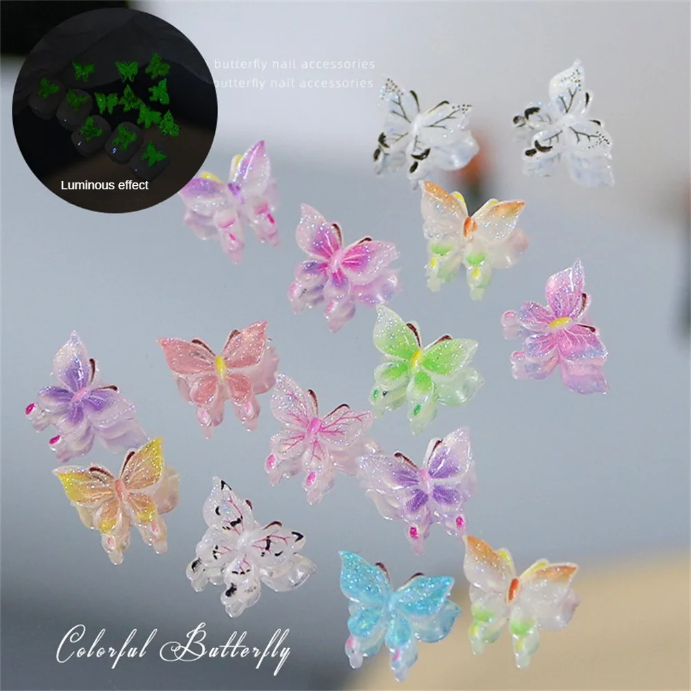

Butterfly Jewelry Colorful Resin Ins Style 3d Nail Butterfly Charms Nail Accessories Ornaments