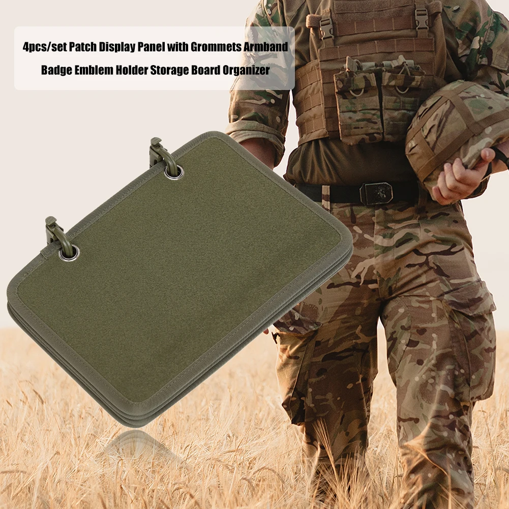 

4pcs Tactical Armband Badge Display Panel Storage Board with Grommets Military Fan Badge Patch Holder Organizer