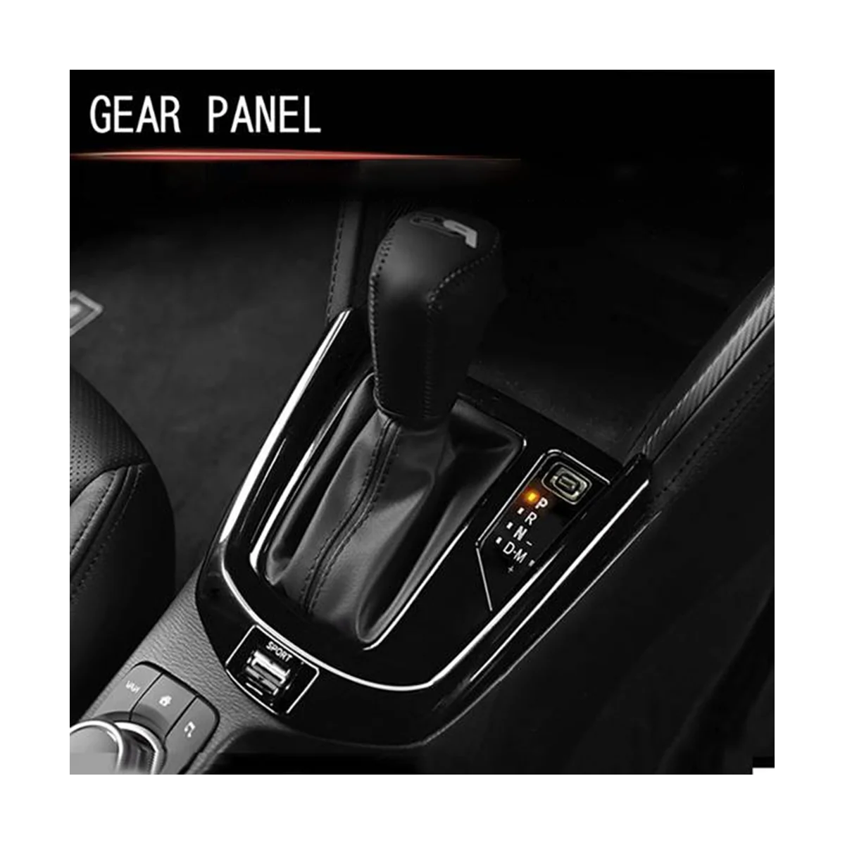 Car Bright Black Central Gear Shift Knob Panel Frame Cover Trim Car Styling for Mazda 2 20-21 CX-3 15-21 RHD