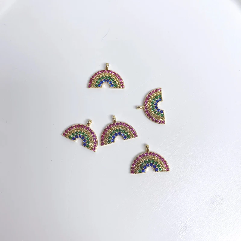 

5Pcs/lot Rainbow Jewelry Micro CZ Paved Cute Rainbow Semicircle DIY Jewelry Making Charms Pendants