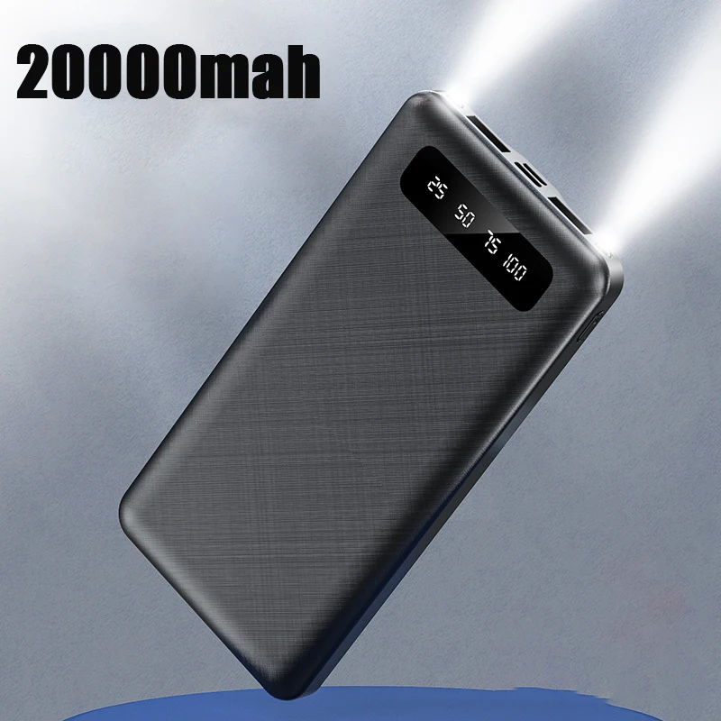 

20000mah Power Bank Portable External Battery Powerbank Dual USB Output Fast Charge Poverbank With LED Light For Mobile Phones