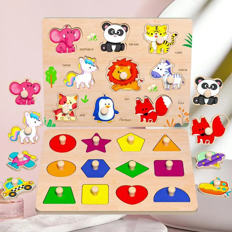 

Early Childhood Education Hand Grab Board Puzzle Block Shape Matching Panel For Children 1-2 And A Half Years Old 3 Baby Puzzle