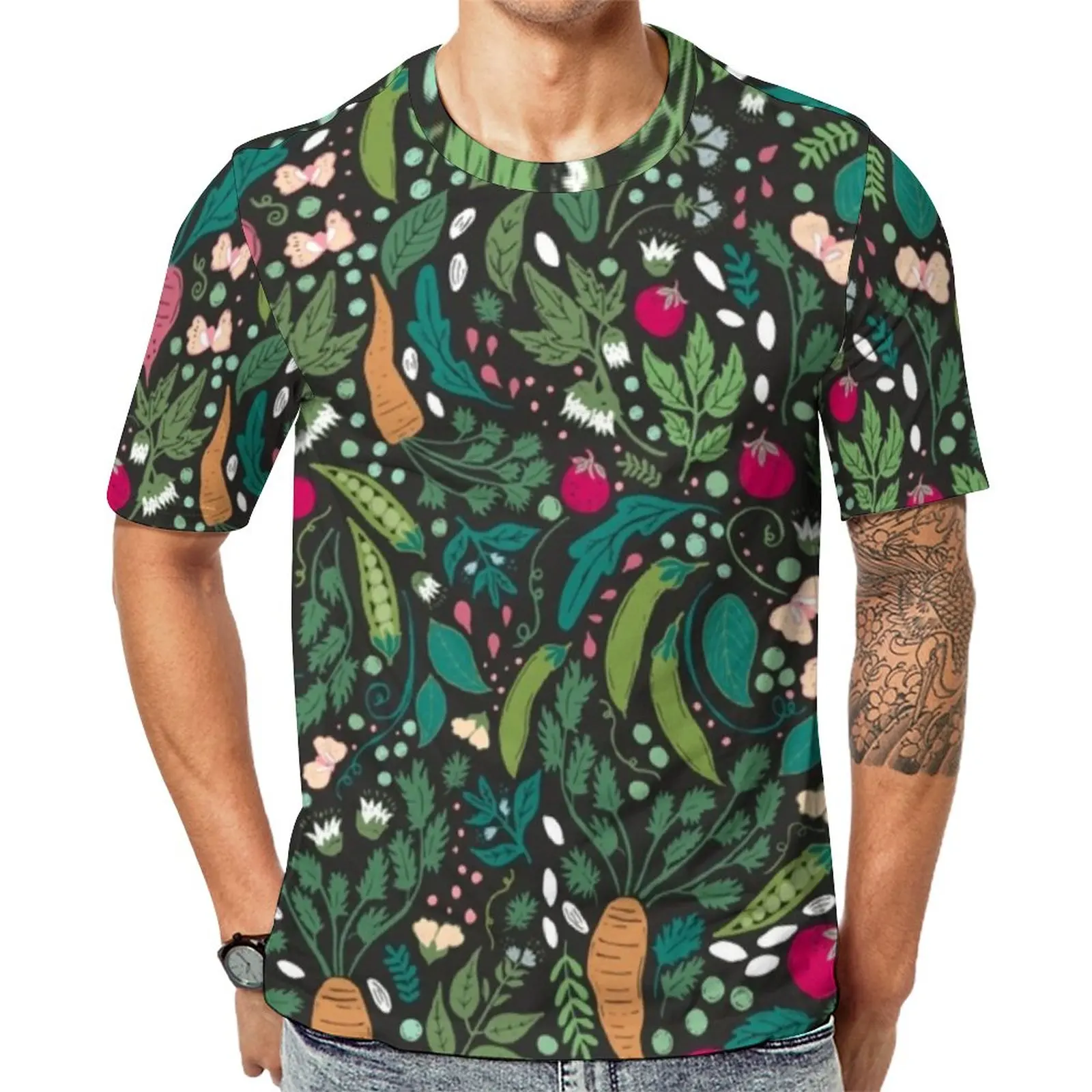 

Farm to Table T-Shirt Vegetable Print Essential T Shirts O-Neck Fashion Tee Shirt Summer Man Design Top Tees Plus Size 6XL