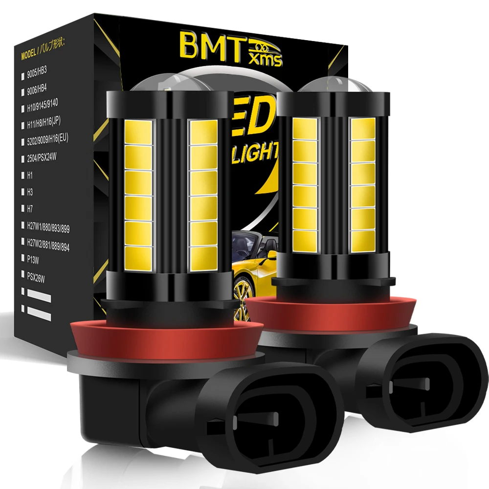 

BMTxms Pair 33SMD H11 H8 H16JP 5630 H10 HB3 9005 HB4 9006 LED 6000K White Fog Lamp Light Bulb Daytime Driving Running Car Lights