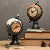 retro resin the earth with clock ornaments desktop home decoration accessories for living room decor miniature birthday gift
