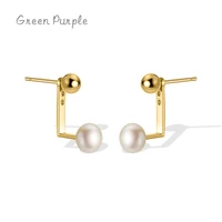 green purple s925 sterling silver charm pearl stud earrings fashion can adjust eari for women fine female jewelry accessories
