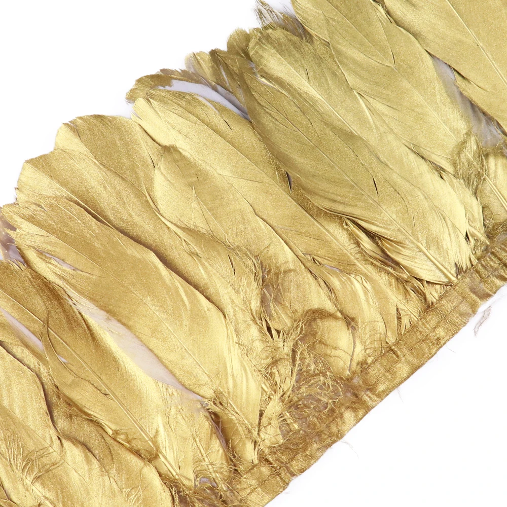

2Yards/lot Gold and Silver Goose Feather Trim 15-20cm for crafts Wedding Dress/skirt Decoration Accessories plume Crafts