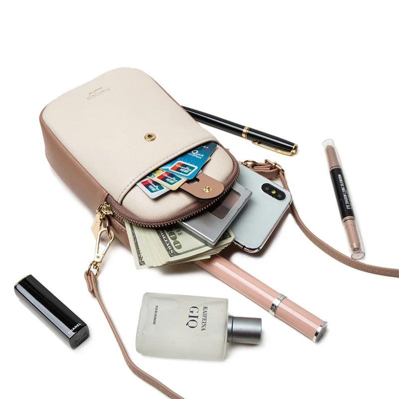 Cell Phone Crossbody Bags for Women Soft Pu Leather Mini Shoulder Messenger Phone Bag Female Fashion Brand Designer Lady Purse