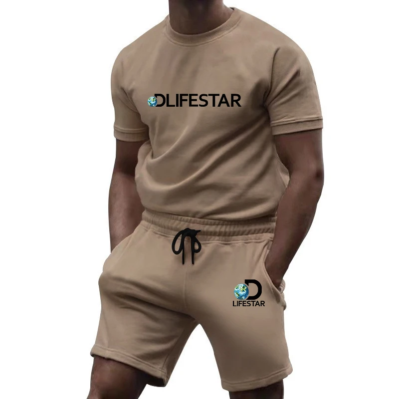 Summer Men's Sportswear Brand Fitness Sets Running Clothes Casual Suit T-shirt + Shorts Breathable 2-Piece Tracksuit Men Clothin