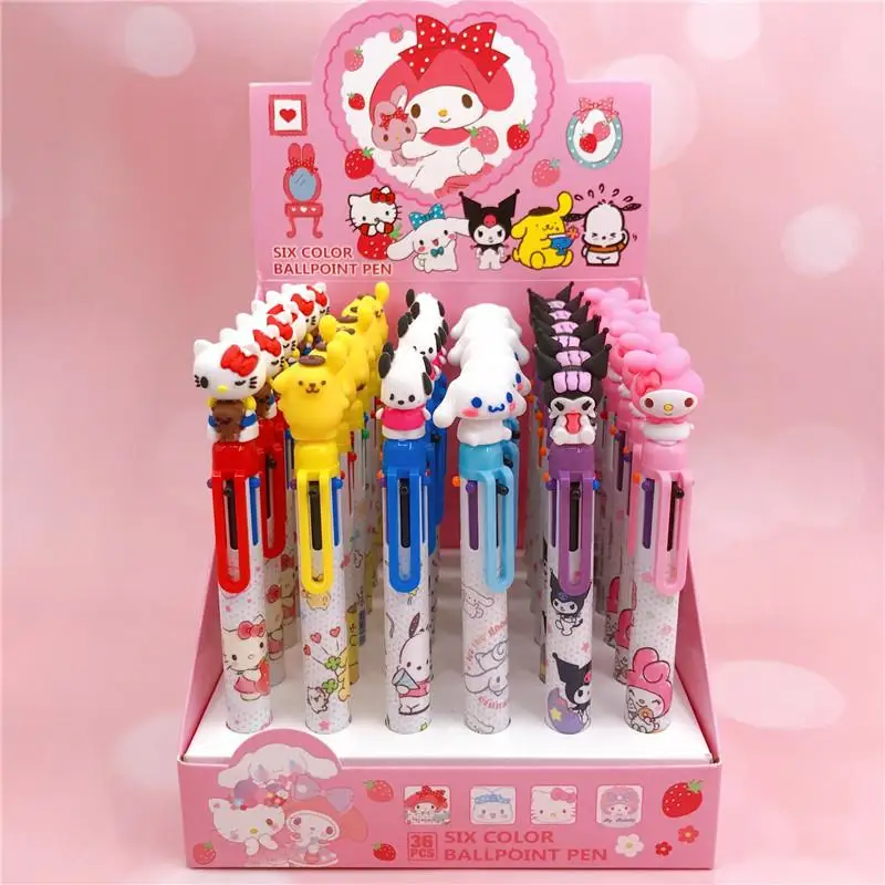 

Kawaii Sanrio Pen Cute Hellow Kittys Kuromi My Melody Cinnamoroll Cartoon Multicolor Ballpoint Pen Stationery for Kids Gifts