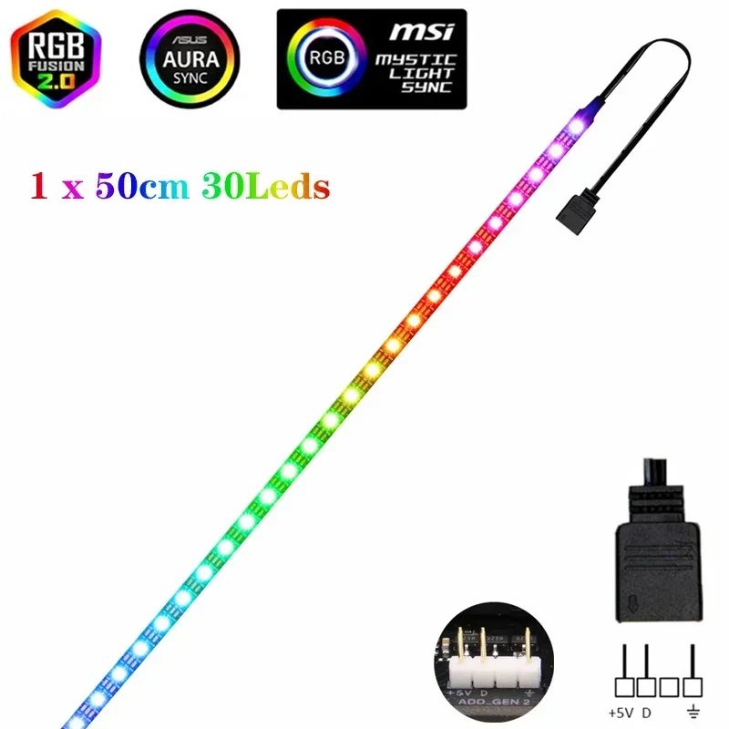 

YSRSAI RGB светодиодная лента 5В для ASUS AURA SYNC, MSI Mystic Light Sync