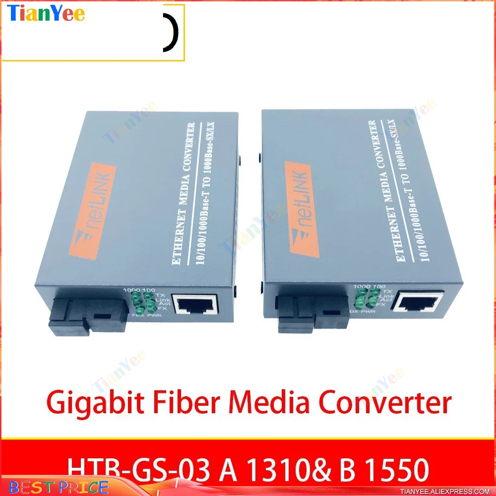 X1pair GE HTB-GS-03 гигабитный волоконный медиа-конвертер 1000 Мбит/с 10/100 Мбит/с волоконно-оптический одномодовый порт SC с блоком питания