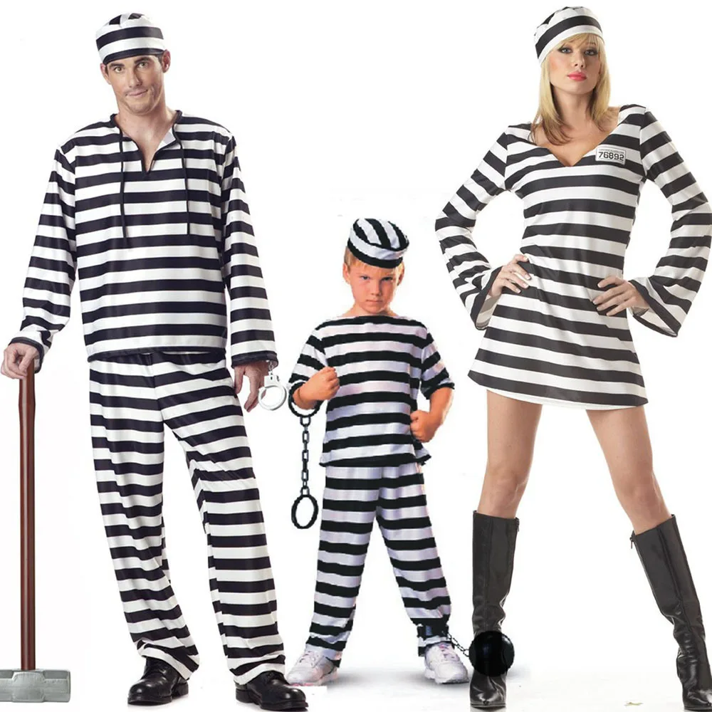

Тюремный костюм в черно-белую полоску для детей и родителей