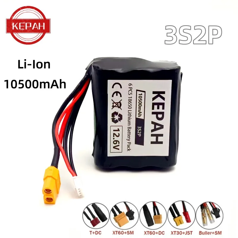 

New 12V Battery 12.6V 10500Ah 3S2P Li-ion Use Single Cell NCR18650 Combination Suitable for Parrot Disco and Various Drones