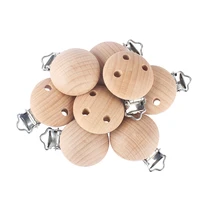 5pcs baby wooden clips pacifier dummy clip holder natural beech wood baby feeding accessories soother clasp baby diy preferred