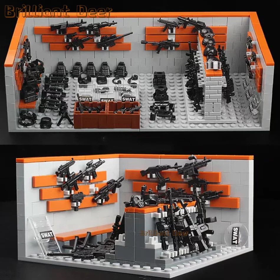 

MOC Armory Bricks Model Military Base Building Blocks Compatible Classic Army WW2 Soldier Weapons Guns Toys for Boys Xmas Gift