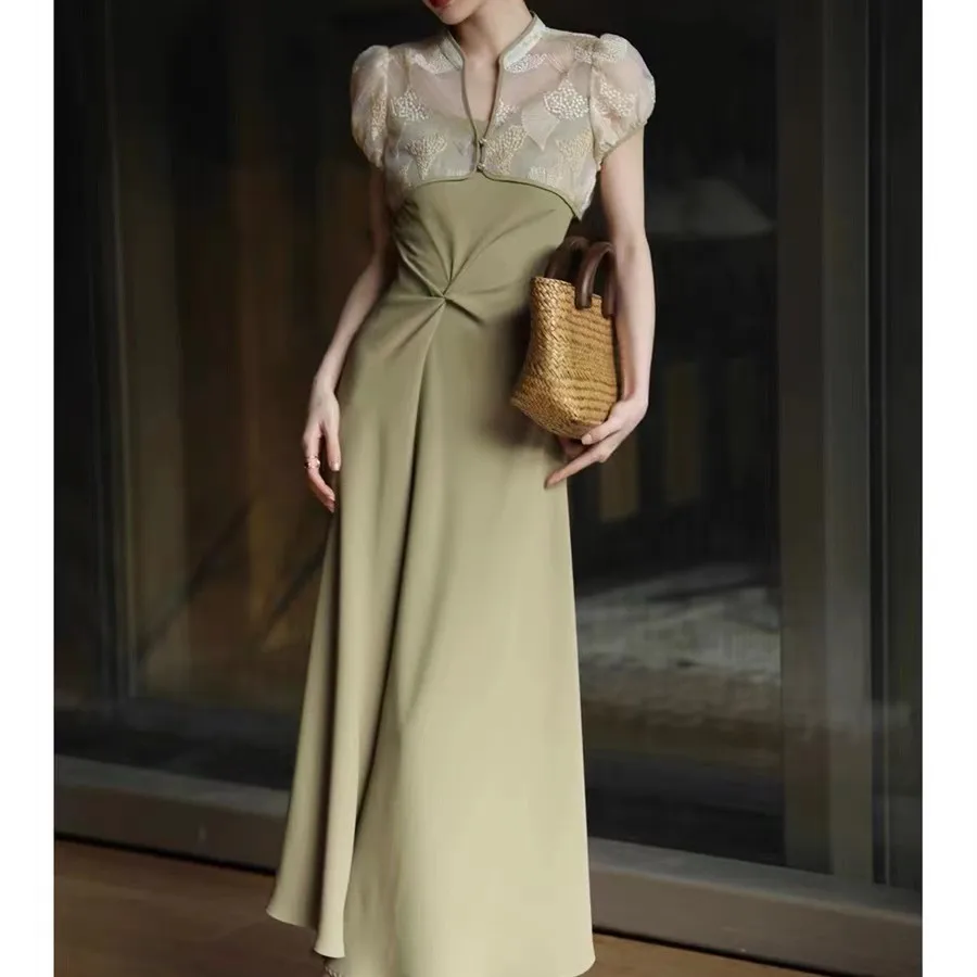Dress Women's Summer New Heavy Industry Jacquard Embroidery New Chinese Style Cheongsam Dress