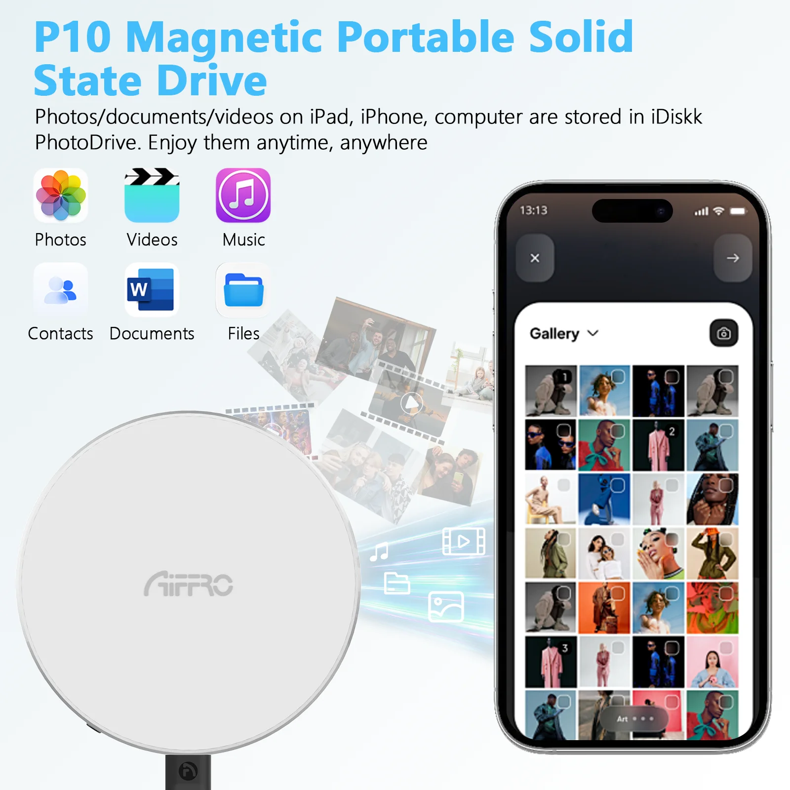 Aiffro P10 твердая Адсорбция высокоскоростной Накопитель SSD 1T/2 ТБ для мобильных