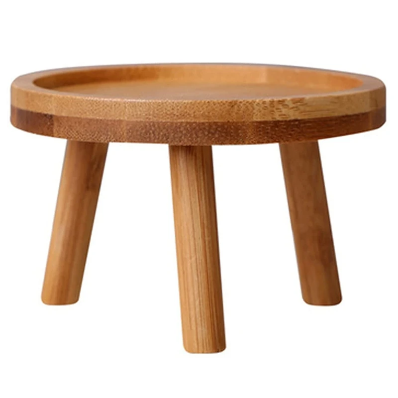 

Wooden Plant Stand Flower Pot Base Holder Stool High Stool Balcony Succulent Round Flower Shelf For Indoor