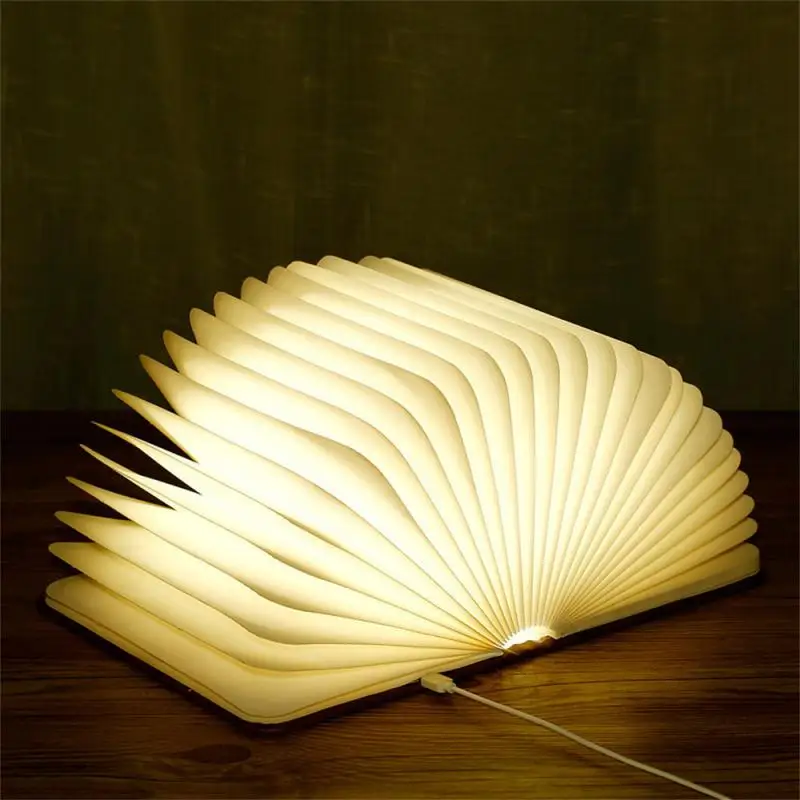 

Портативная трехмерная необычная искусственная книга, искусственная книга, деревянная 5 В, USB-зарядка, магнитная Складная Настольная лампа, украшение для дома, 3 цвета