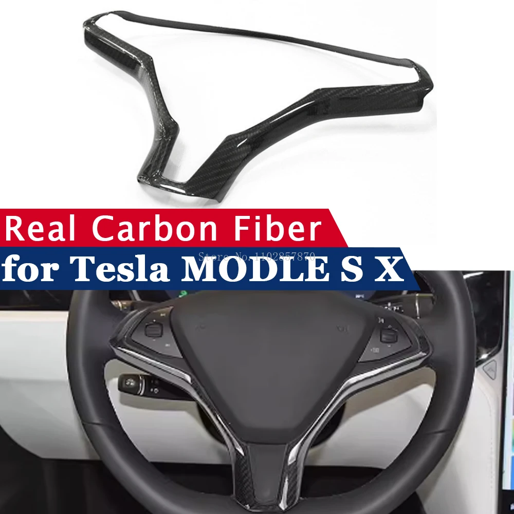 

Steering Wheel Trim for TESLA MODEL S 2014-2020 MODEL X Real Carbon Fiber Sticker Cover Auto Car Interior Accessories Decoration