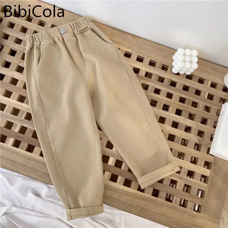 

New Children Pants Classic Casual Cotton Solid color children's Trousers Elasticity Cotton Spring Autumn Boy's Pants Clothing