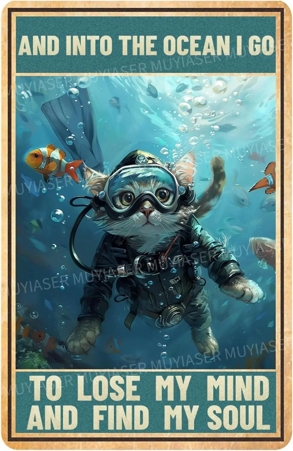 Metl Sgns Ct Leit The Ocen Vntge Retro lumnum Tn Sgn for Tolet Wshroom Grden Home Br Cfe Decor 8x12 nch