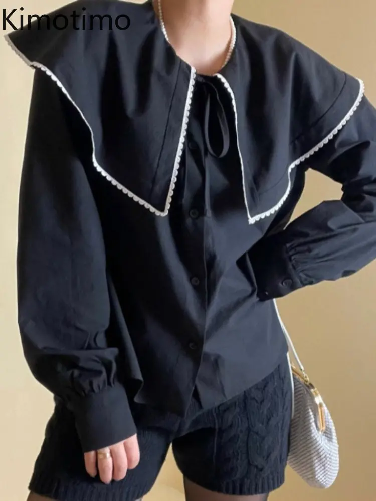 

Женская блузка с большими лацканами, на шнуровке