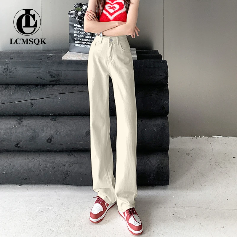 

Женские прямые джинсы с высокой талией, винтажные брюки из денима, модель Y2k в Корейском стиле, уличная одежда, 2023