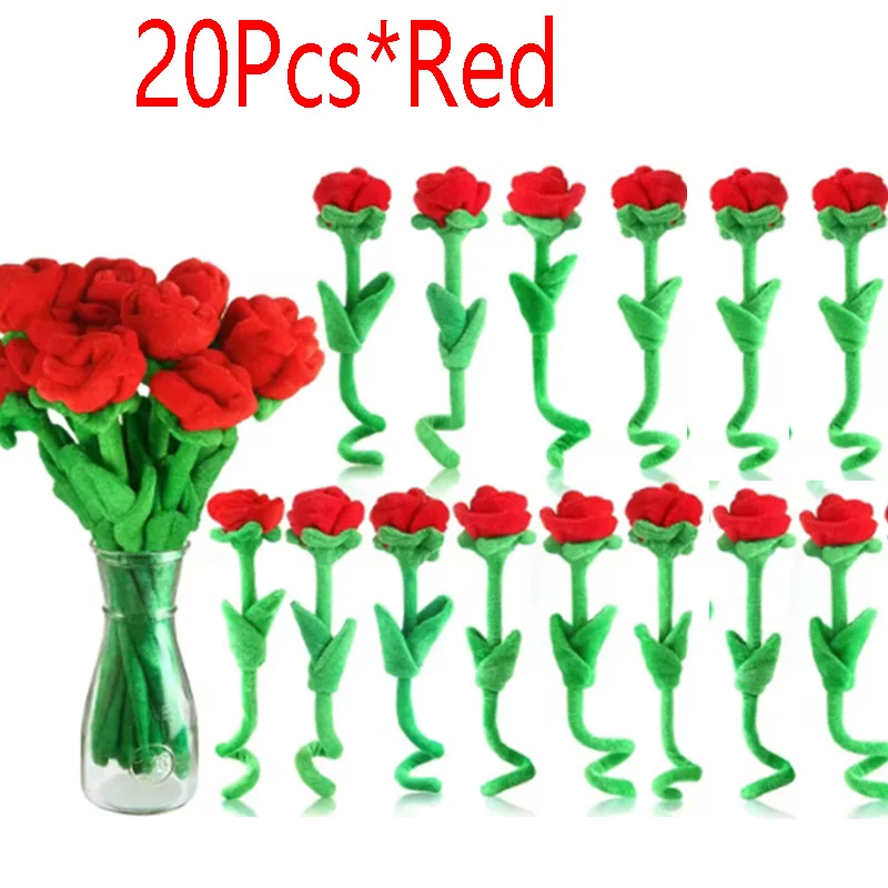 

20 шт. плюшевый цветок розы, мягкий цветок, гибкие стебли, плюшевый букет, игрушка, мягкая роза, цветок для классной комнаты, девушки, подруги, жены