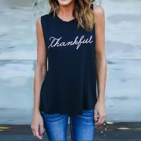 summer casual fashion round neck letter print pullover tank top women sleeveless streetwear loose all match vest female clothes