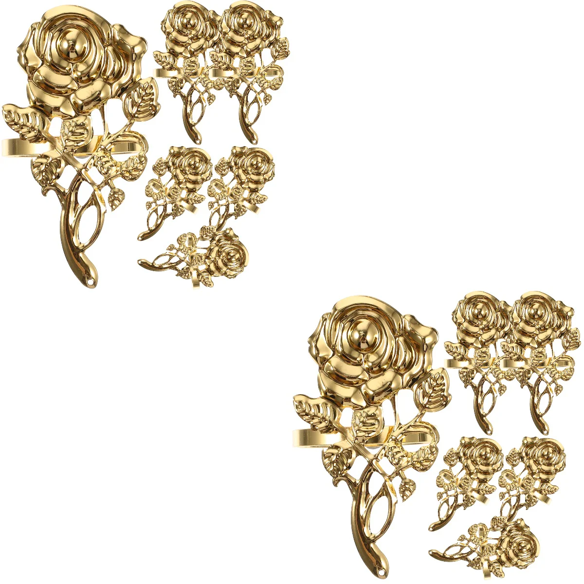 

12 pcs Rose Design Wedding Banquet Napkin Buckles Dining Table Napkin Rings