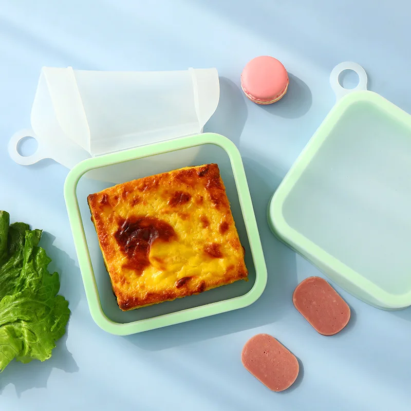 

Portable Silicone Sandwich Toast Box Microwavable Eco-Friendly Food Container Kids School Fashion Breakfast Dinnerware Reusable