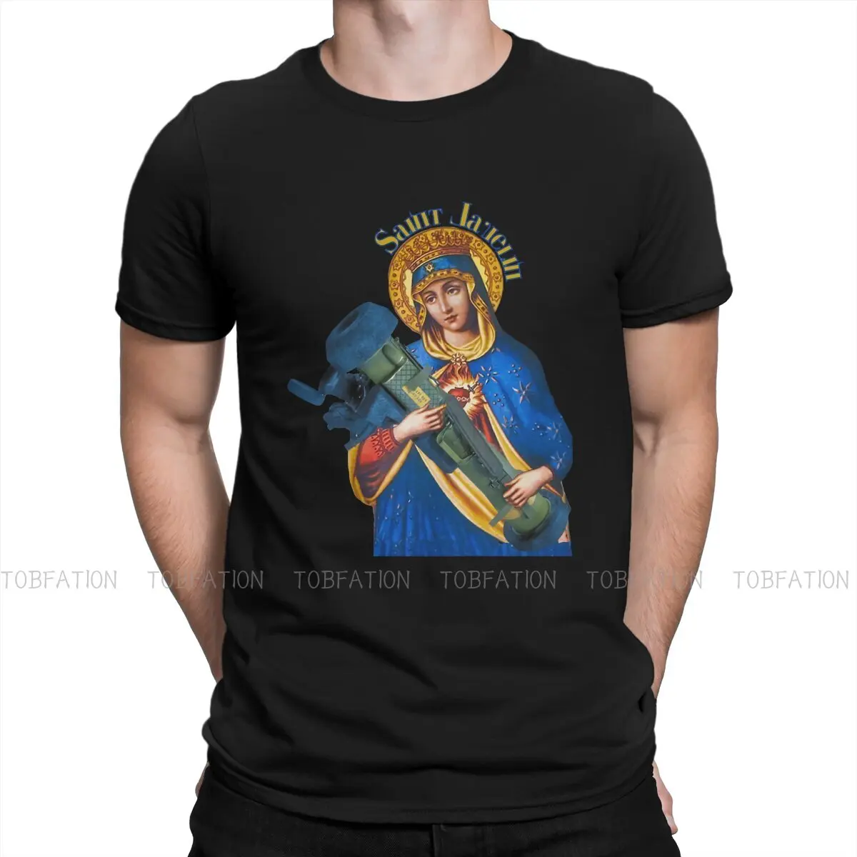 Saint Javelin Art Newest TShirts The Protector of Ukraine Men Graphic Fabric Tops T Shirt O Neck Oversized