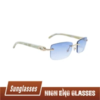 buffalo horn sunglasses carter rimless square luxury designer white black buffs sun glasses trendy eyewear gafas de sol hombre