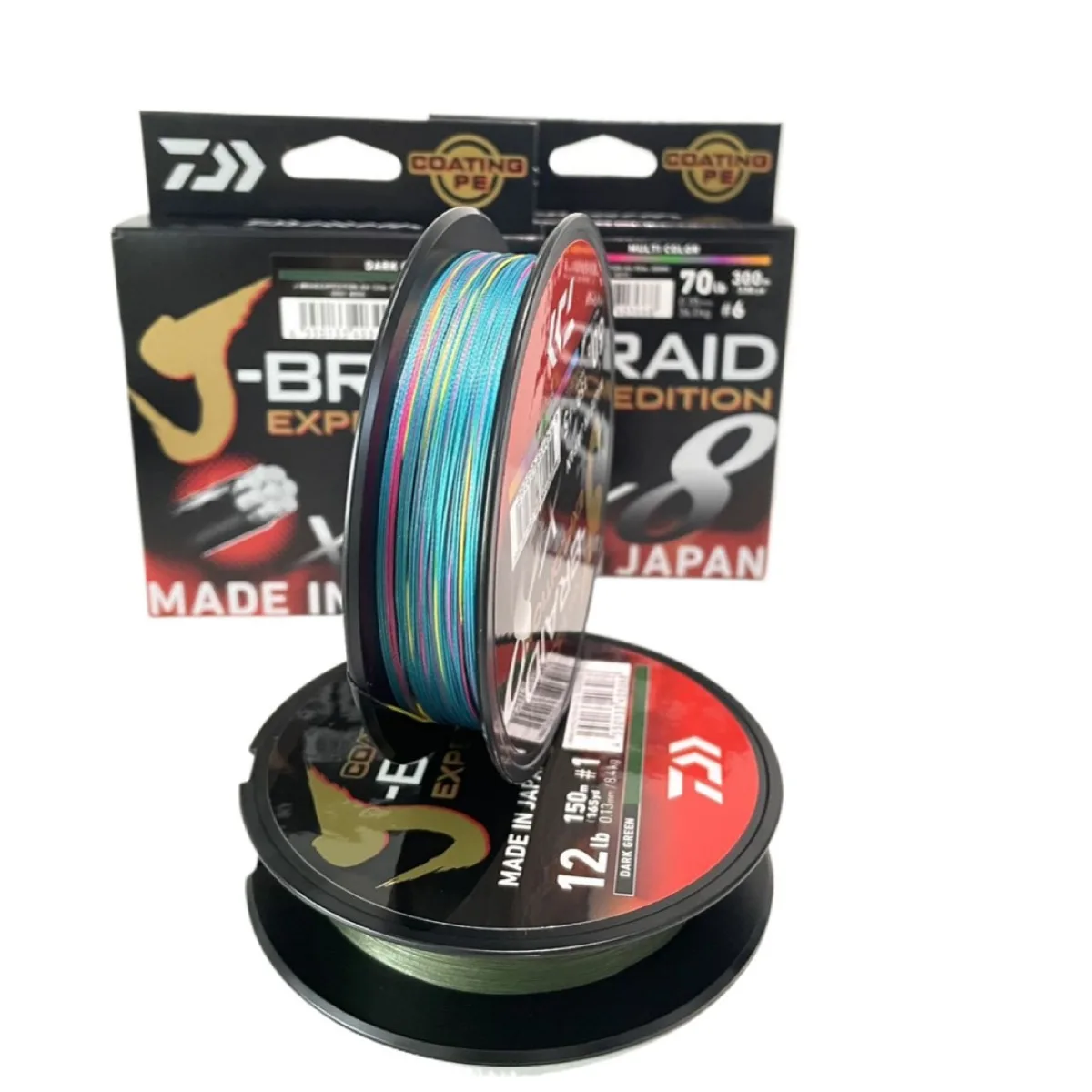 2024 DAIWA J BRAID X8 экспедиция темно-зеленая/многоцветная/оранжевая 150 м/300 м