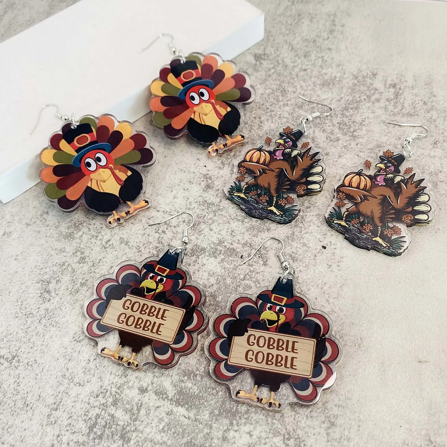 Новые осенние серьги на День Благодарения акриловые с индейкой и тыквой для