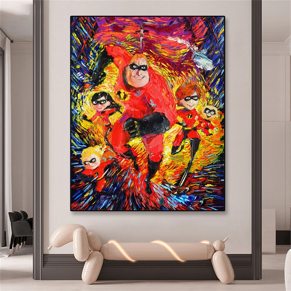 

Colorful Vincent Van Gogh Starry Night Posters The Incredibles Superhero Prints Canvas Painting Wall Art Nursery Decoration