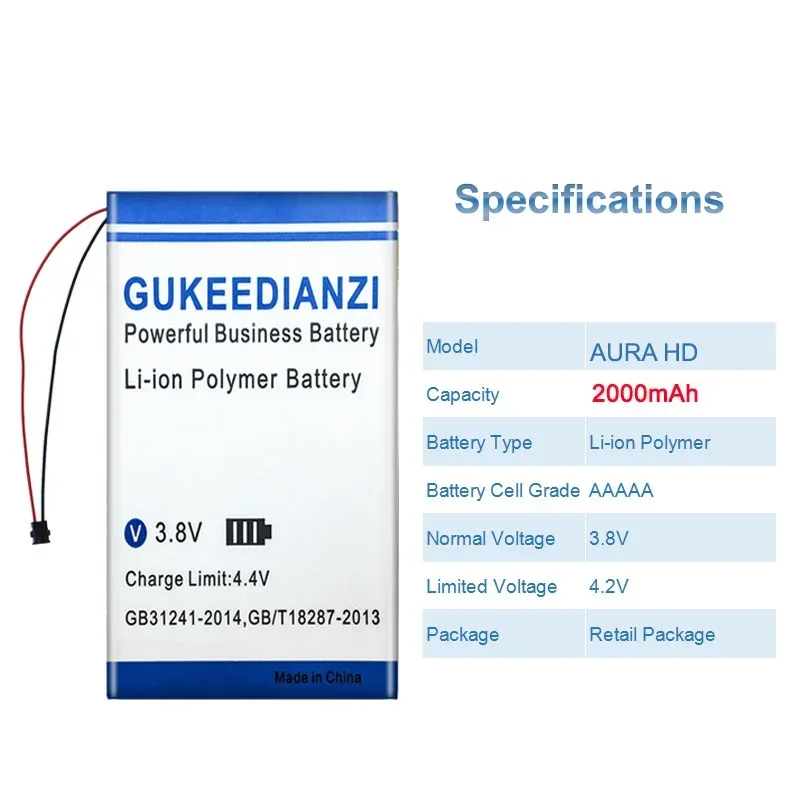 Сменный аккумулятор GUKEEDIANZI 1400 мА/ч 2000 для Kobo Aura HD One N204-KBO-B n905B