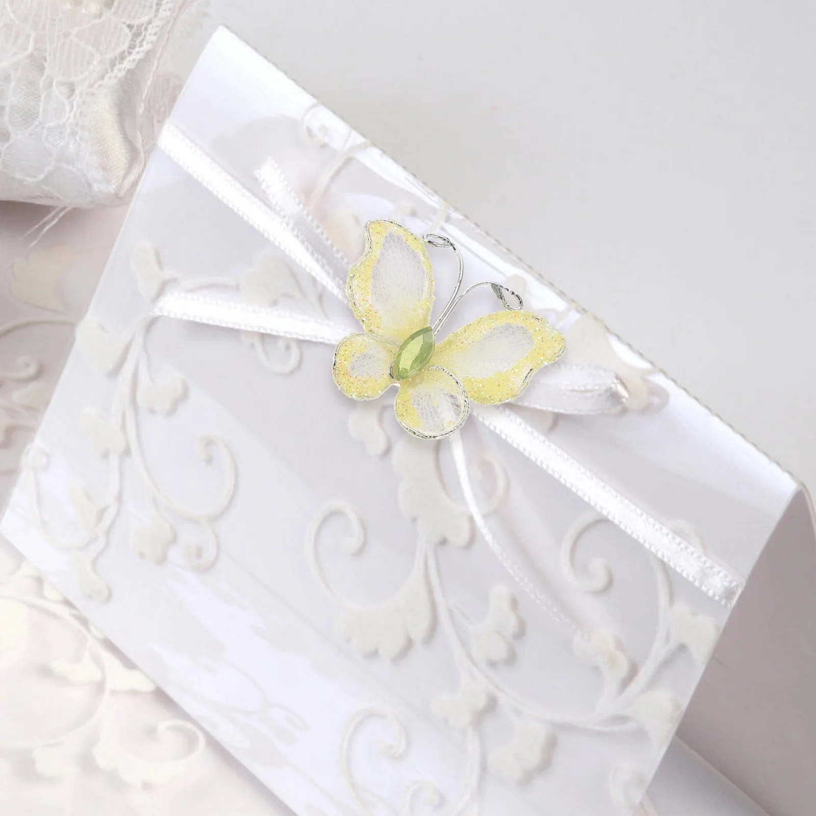 50 шт. прозрачная сетка блестящая проволока (желтая) проводная бабочка