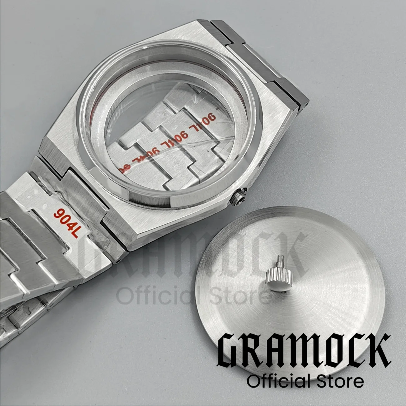 Фото Мужской корпус часов Mod Silver 40 мм с сапфировым стеклом и защелкивающейся задней крышкой для механизмов PRX NH34 NH35 NH36 PT5000, запасная часть для часов. №5